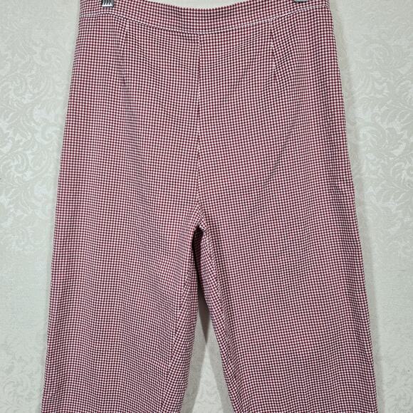 VTG Bill Blass Jeans Cropped Ankle Pants Red White Gingham Retro Cottagecore - Picture 3 of 16